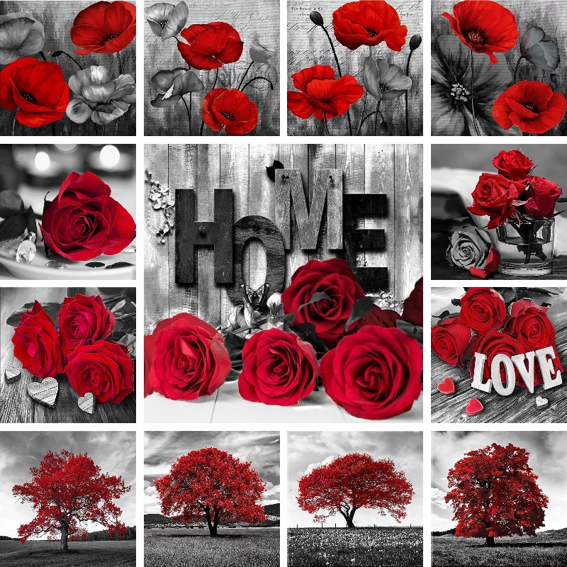 Mosaic Diamond Red Black Art L - Resin Art Rose ulasan dan harga