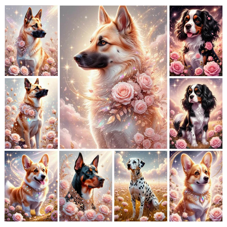 Cute Dog and Flower Diamond Pa - Resin Art Rose ulasan dan harga